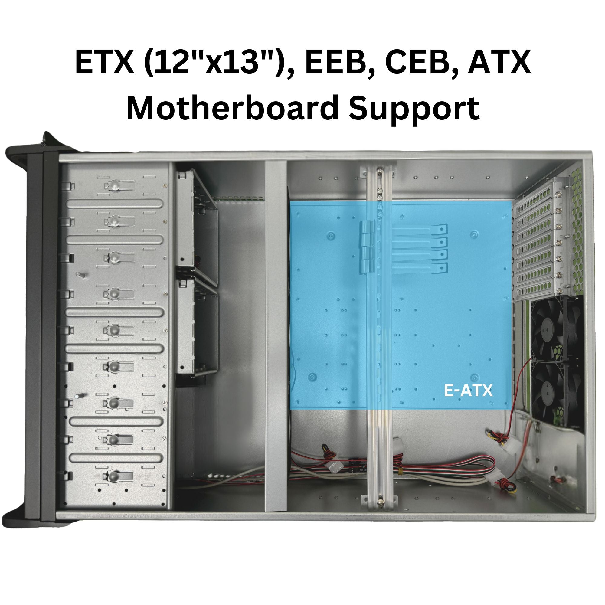RackOwl 4U Rackmount Server Chassis Case, 8*HDD Bays & 3*5.25" Devices, E-ATX/ CEB/ EEB/ ATX Mobo, Fan: Front 2*120mm, Mid 3*120mm, Rear 2*80mm, Front Panel Lock, Size:16.8*7.0*25.0"