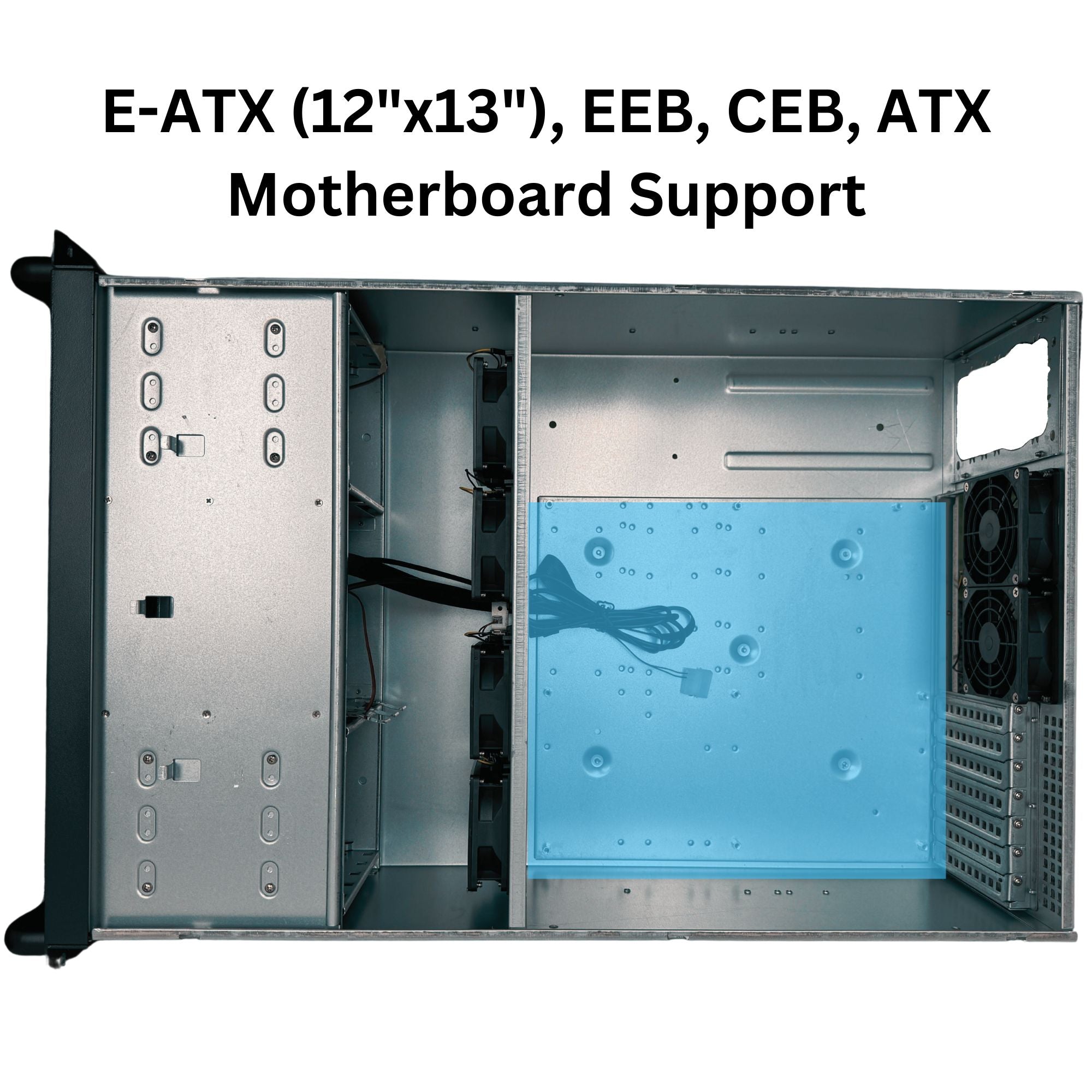 RackOwl 4U Rackmount Server Chassis Case; 13x HDD Bays (10* 3.5" & 3* 5.25"), E-ATX/ CEB/ EEB/ ATX Mobo, Fan: Front 2* 120mm, Mid 4* 80mm, Rear 2* 80mm, Front Panel Lock