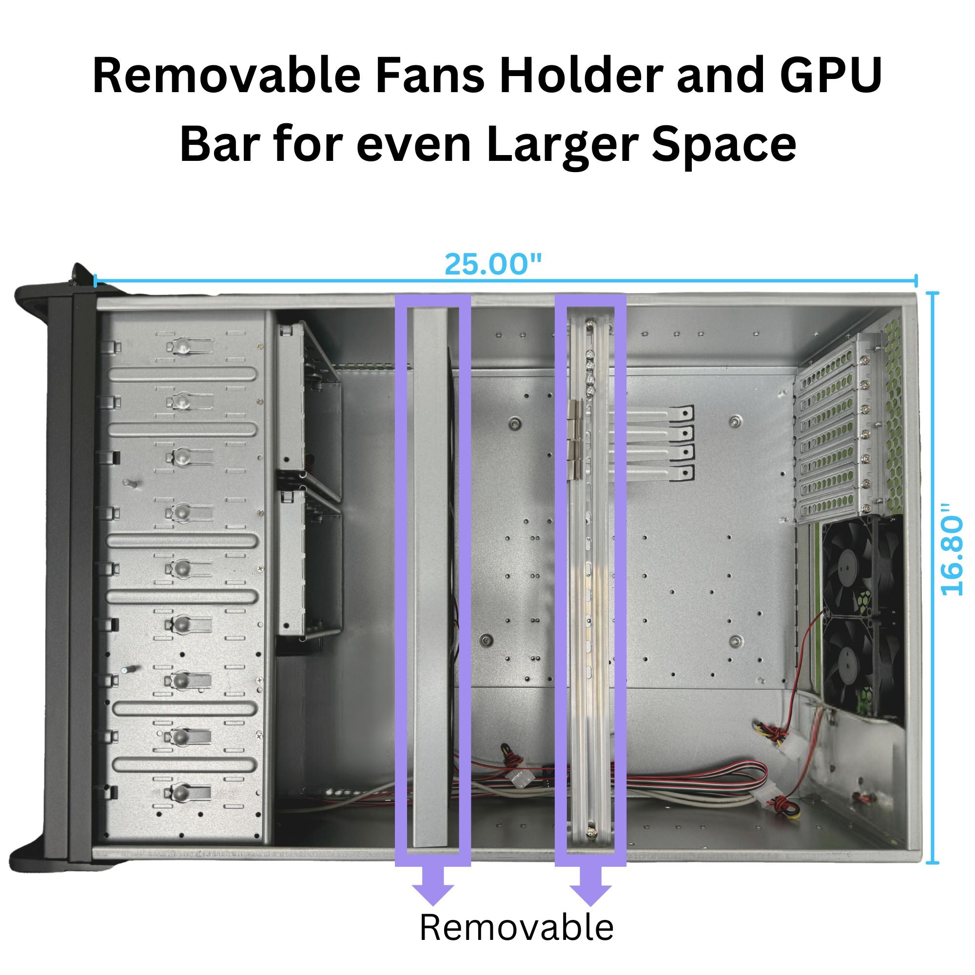 RackOwl 4U Rackmount Server Chassis Case, 8*HDD Bays & 3*5.25" Devices, E-ATX/ CEB/ EEB/ ATX Mobo, Fan: Front 2*120mm, Mid 3*120mm, Rear 2*80mm, Front Panel Lock, Size:16.8*7.0*25.0"