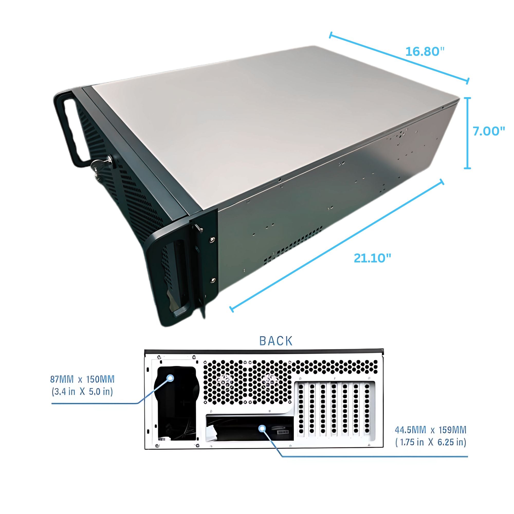 RackOwl 4U Server Chassis, Rackmount Server Case; 15x 3.5" HDD Bays, Support ATX/ CEB Motherboard; Fans: Front 3x 120mm& Rear 2x 80mm, Front Panel Lock, Size: 16.8x 7.0x 21.1"