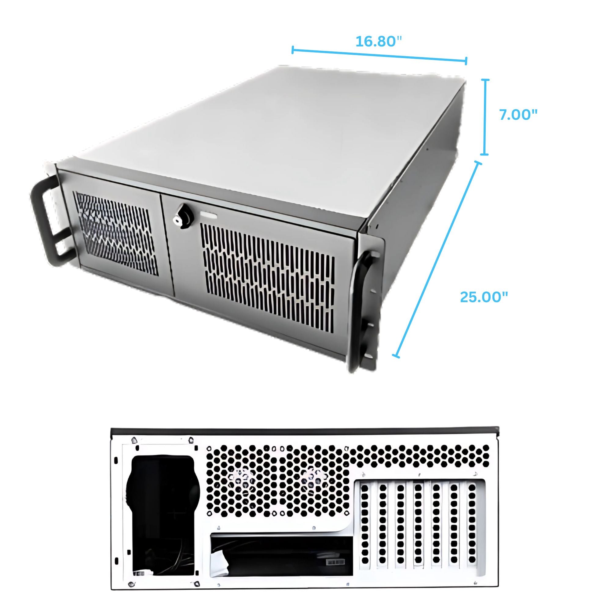 RackOwl 4U Rackmount Server Chassis Case; 13x HDD Bays (10* 3.5" & 3* 5.25"), E-ATX/ CEB/ EEB/ ATX Mobo, Fan: Front 2* 120mm, Mid 4* 80mm, Rear 2* 80mm, Front Panel Lock